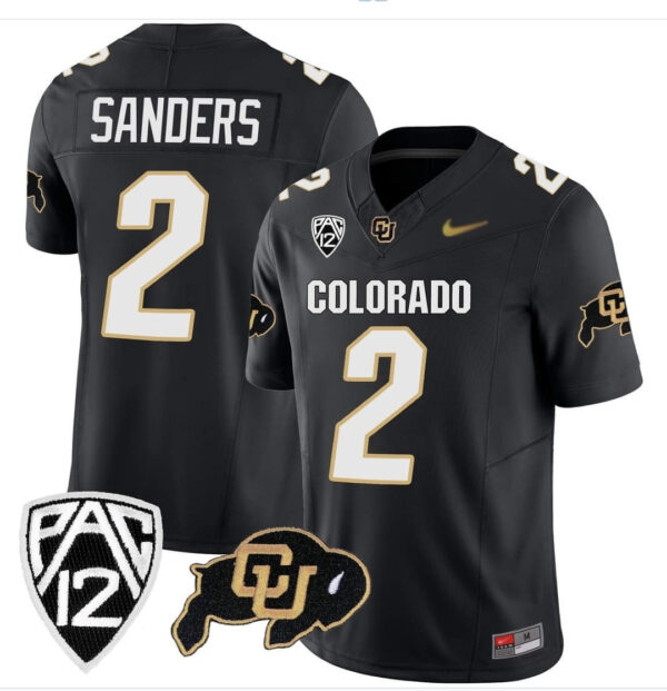 2023 Colorada Buffaloes #2 Shedeur Sanders Black Vapor Limited Jerseys