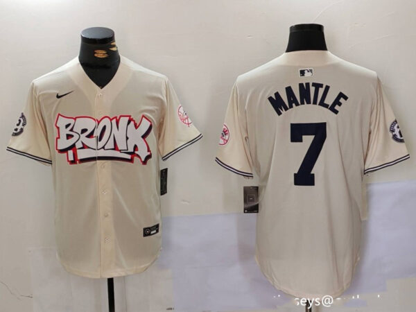 Men's New York Yankees #7 Mickey Mantle The Bronx Graffiti V2 Vapor Limited Stitched Baseball Jerseys