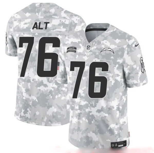 Men's Los Angeles Chargers #76 Joe Alt 2024 F.U.S.E Arctic Camo Salute To Service Limited Stitched Football Jersey