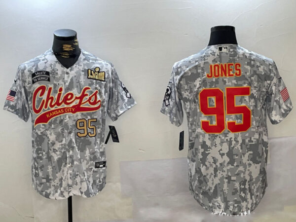 Men's Kansas City Chiefs #95 Chris Jones 2024 Arctic Camo Salute To Service Stitched Baseball Jersey