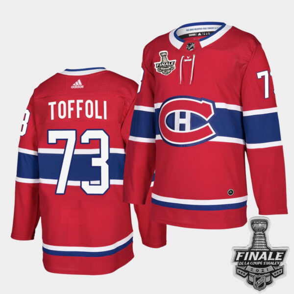 Adidas Canadiens #73 Tyler Toffoli Red Home Authentic 2021 NHL Stanley Cup Final Patch Jersey