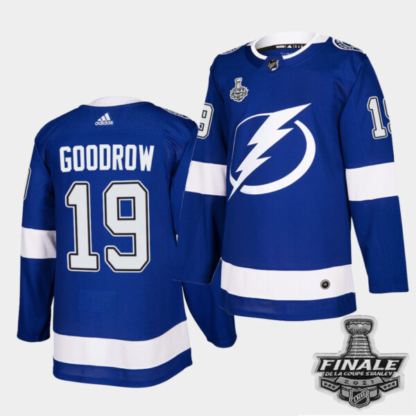 Adidas Lightning #19 Barclay Goodrow Blue Home Authentic 2021 NHL Stanley Cup Final Patch Jersey