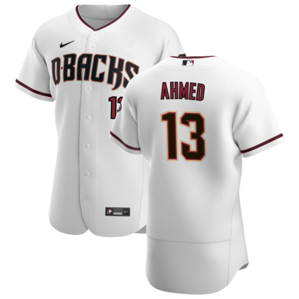 Arizona Diamondbacks #13 Nick Ahmed Men's Nike White Crimson Authentic Home Team MLB Jersey