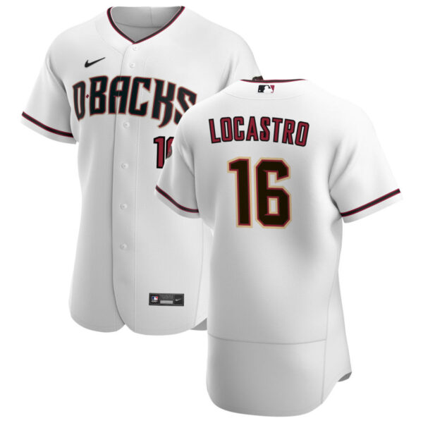 Arizona Diamondbacks #16 Tim Locastro Men's Nike White Crimson Authentic Home Team MLB Jersey