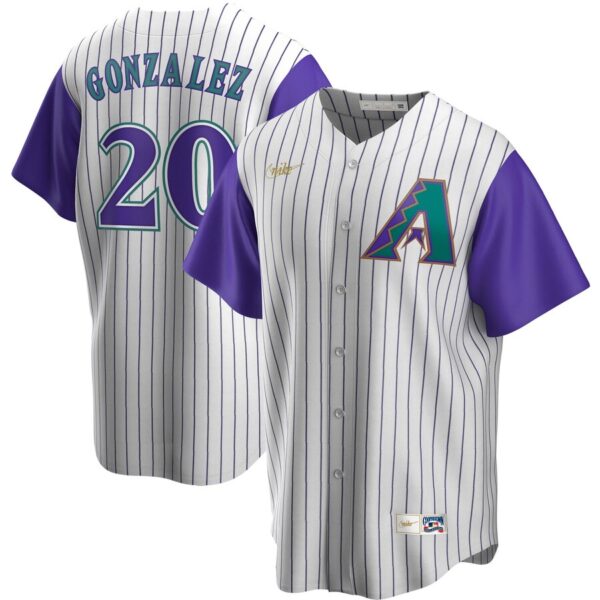 Arizona Diamondbacks #20 Luis Gonzalez Nike Alternate Cooperstown Collection Player MLB Jersey Cream Purple