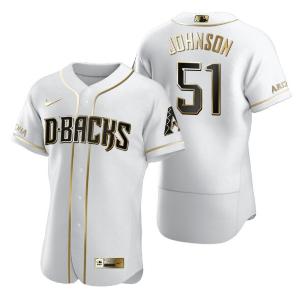 Arizona Diamondbacks #51 Randy Johnson White Nike Men's Authentic Golden Edition MLB Jersey