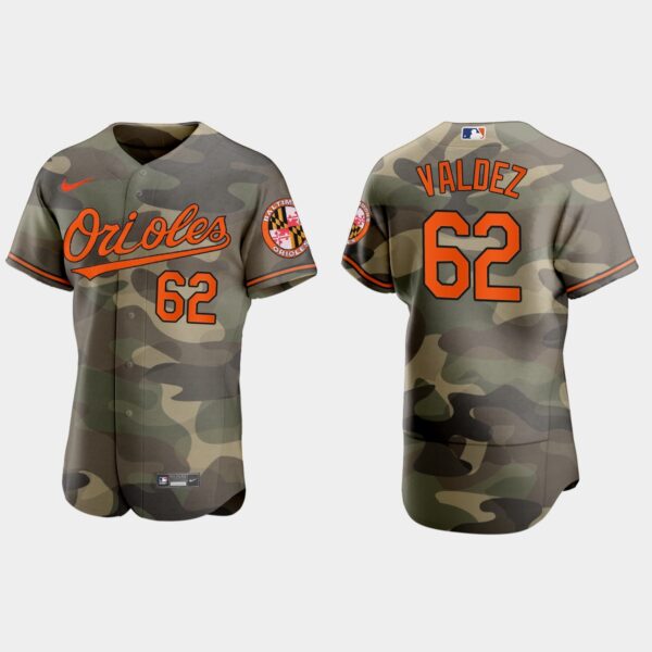 Baltimore Orioles #62 Cesar Valdez Men's Nike 2021 Armed Forces Day Authentic MLB Jersey -Camo