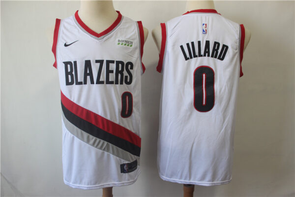 Blazers 0 Damian Lillard White Swingman Jersey