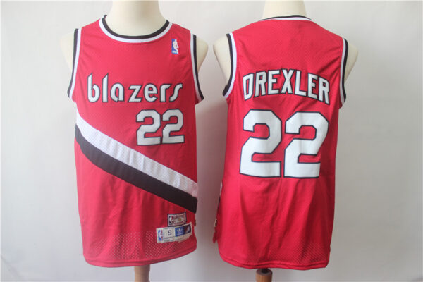 Blazers 22 Clyde Drexler Red Hardwood Classics Swingman Jersey