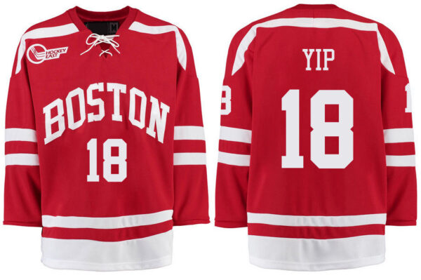 Boston University Terriers BU 18 Brandon Yip Red Stitched Hockey Jersey