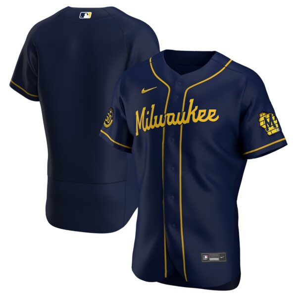 Brewers Blank Navy Nike 2020 Flexbase Jersey