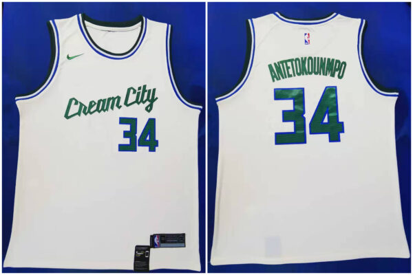 Bucks 34 Giannis Antetokounmpo Cream 2019-20 City Edition Nike Swingman Jersey