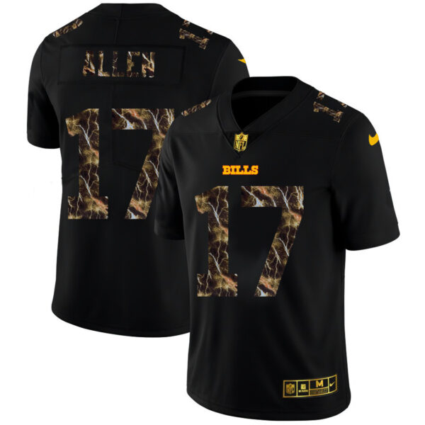 Buffalo Bills #17 Josh Allen Men's Black Nike Flocked Lightning Vapor Limited NFL Jersey