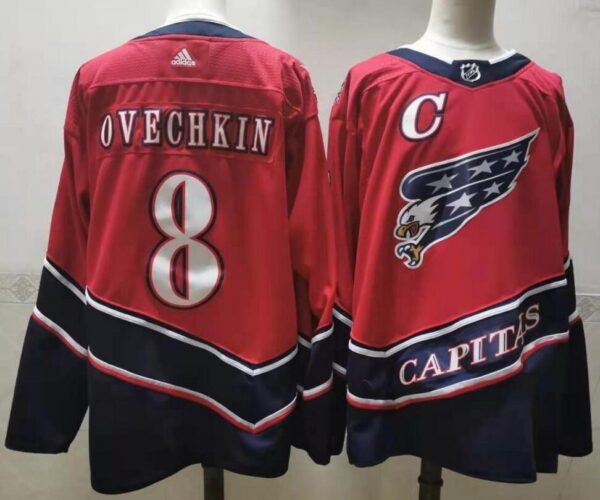 Capitals 8 Alexander Ovechkin Red 2020-21 Reverse Retro Adidas Jersey