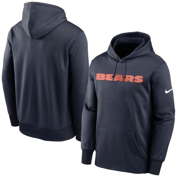 Chicago Bears Nike Fan Gear Wordmark Performance Pullover Hoodie Navy