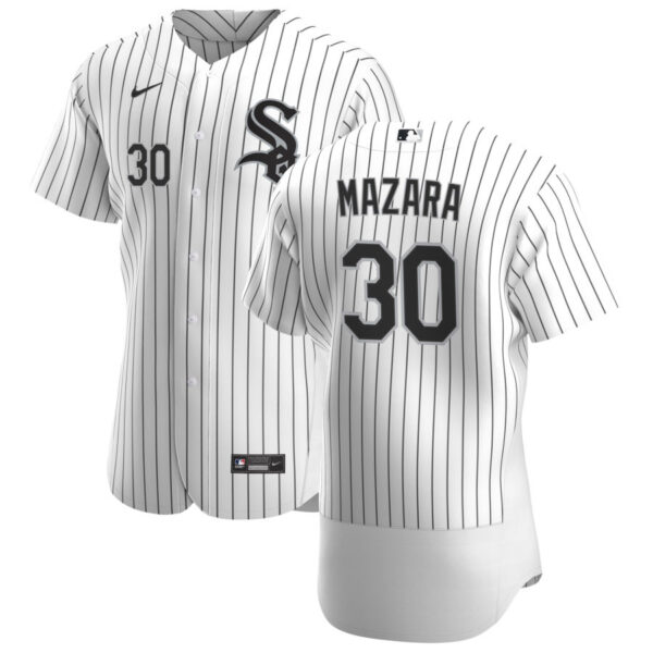 Chicago White Sox #30 Nomar Mazara Men's Nike White Home 2020 Authentic Player MLB Jersey