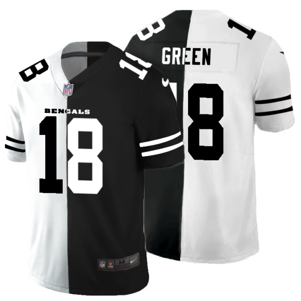 Cincinnati Bengals #18 A.J. Green Men's Black V White Peace Split Nike Vapor Untouchable Limited NFL Jersey