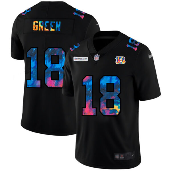 Cincinnati Bengals #18 A.J. Green Men's Nike Multi-Color Black 2020 NFL Crucial Catch Vapor Untouchable Limited Jersey