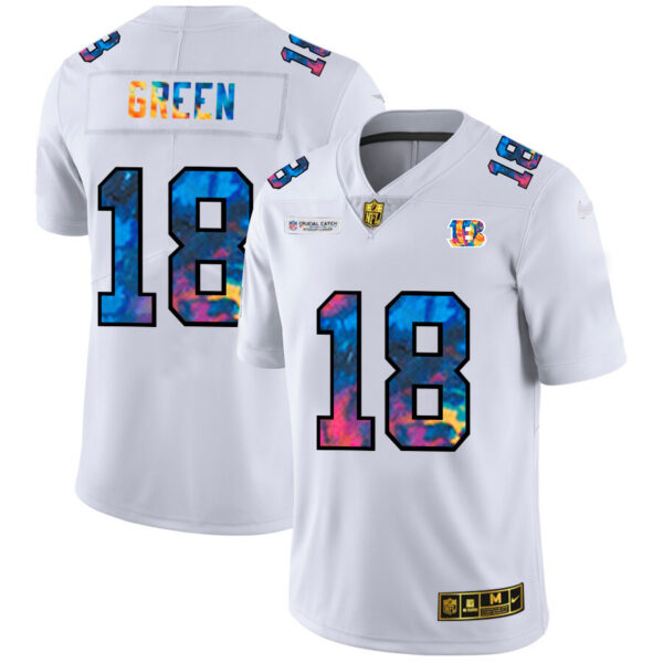 Cincinnati Bengals #18 A.J. Green Men's White Nike Multi-Color 2020 NFL Crucial Catch Limited NFL Jersey