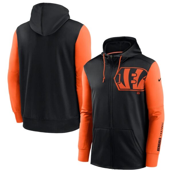 Cincinnati Bengals Black Orange Fan Gear Mascot Performance Full-Zip Hoodie