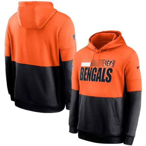 Cincinnati Bengals Nike Sideline Impact Lockup Performance Pullover Hoodie Orange Black