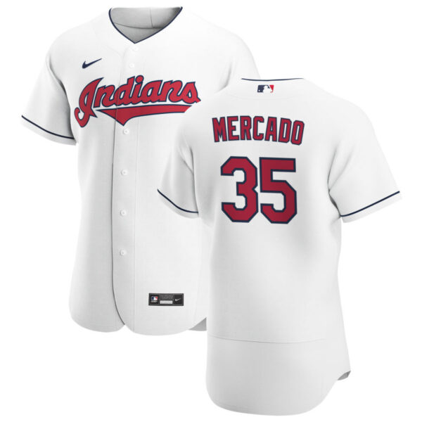 Cleveland Indians #35 Oscar Mercado Men's Nike White Home 2020 Authentic Team MLB Jersey