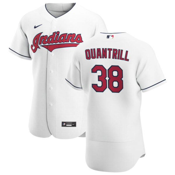 Cleveland Indians #38 Cal Quantrill Men's Nike White Home 2020 Authentic Team MLB Jersey