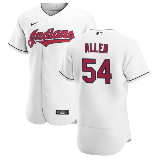 Cleveland Indians #54 Logan Allen Men's Nike White Home 2020 Authentic Team MLB Jersey