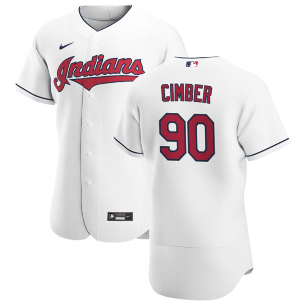 Cleveland Indians #90 Adam Cimber Men's Nike White Home 2020 Authentic Team MLB Jersey