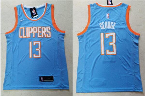 Clippers 13 Paul George Light Blue City Edition Nike Swingman Jersey