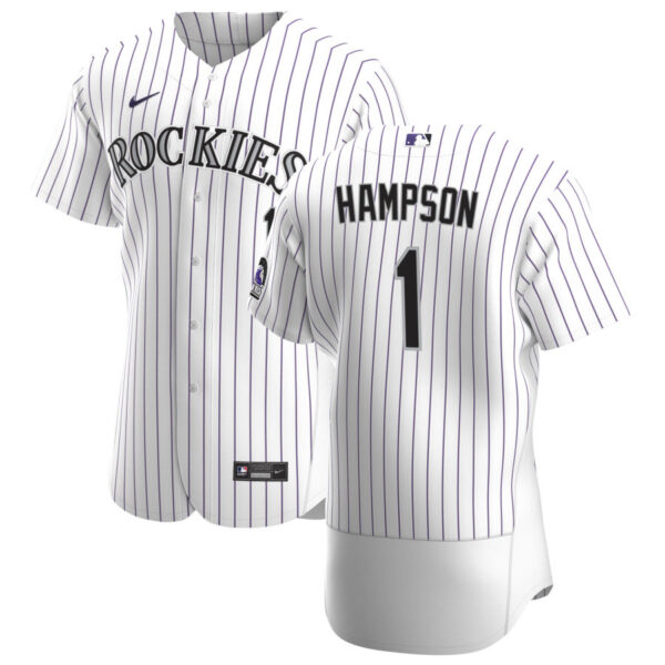 Colorado Rockies #1 Garrett Hampson Men's Nike White Home 2020 Authentic Player MLB Jersey