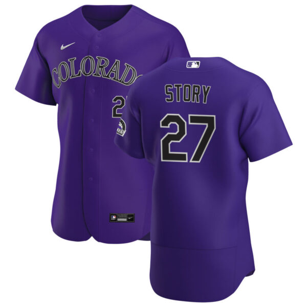 Colorado Rockies #27 Trevor Story Men's Nike Purple Alternate 2020 Authentic Player MLB Jersey