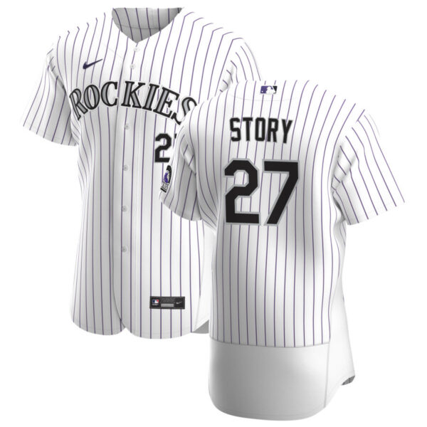 Colorado Rockies #27 Trevor Story Men's Nike White Home 2020 Authentic Player MLB Jersey