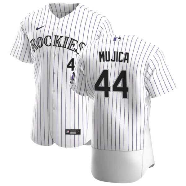 Colorado Rockies #44 Jose Mujica Men's Nike White Home 2020 Authentic Player MLB Jersey