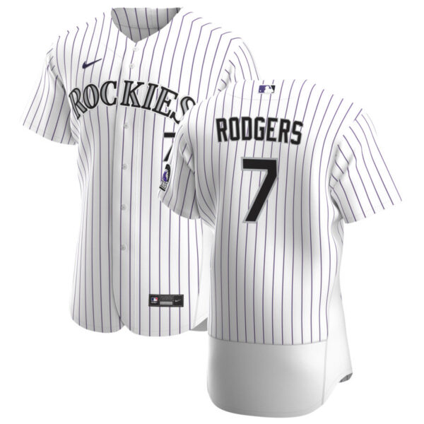 Colorado Rockies #7 Brendan Rodgers Men's Nike White Home 2020 Authentic Player MLB Jersey