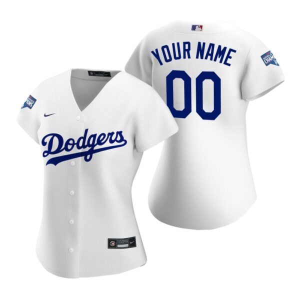 Custom Los Angeles Dodgers White 2020 World Series Champions Replica Jersey