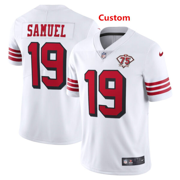 Custom Men's 49ers 75th Anniversary Alternate White Vapor limited Jersey