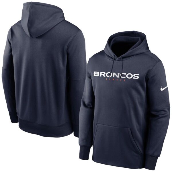 Denver Broncos Nike Fan Gear Wordmark Performance Pullover Hoodie Navy