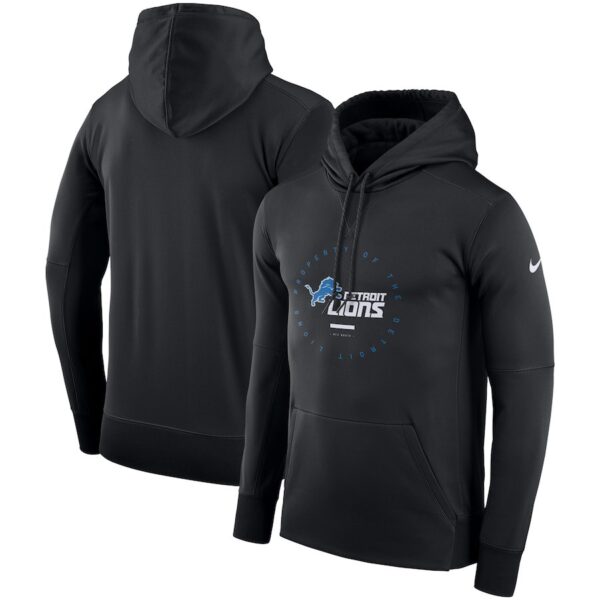 Detroit Lions Nike Sideline Property Of Wordmark Logo Performance Pullover Hoodie Black