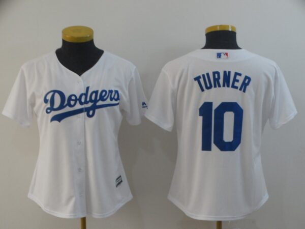 Dodgers 10 Justin Turner White Women Cool Base Jersey