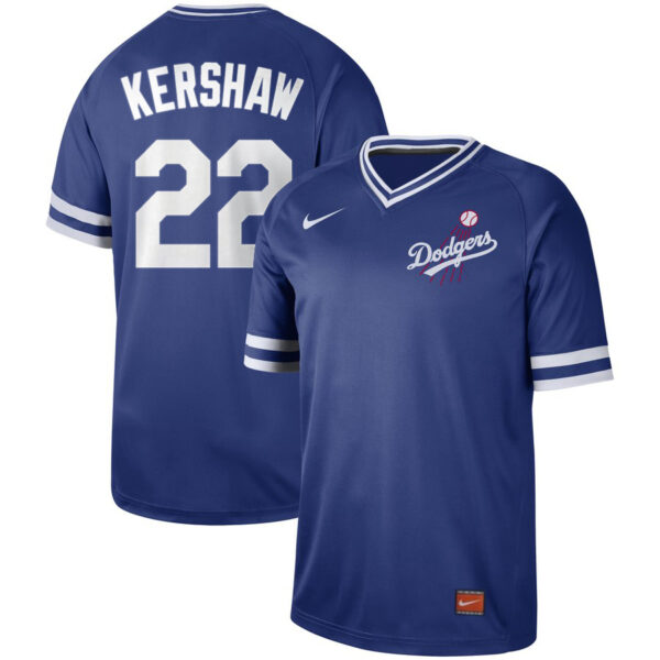 Dodgers 22 Clayton Kershaw Blue Throwback Jersey