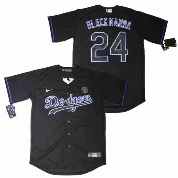 Dodgers 24 Kobe Bryant Black Mamba Nike Cool Base Jersey