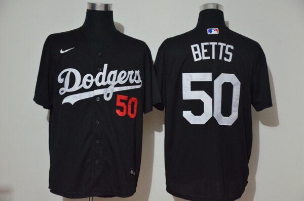 Dodgers 50 Mookie Betts Black 2020 Nike Cool Base Jersey