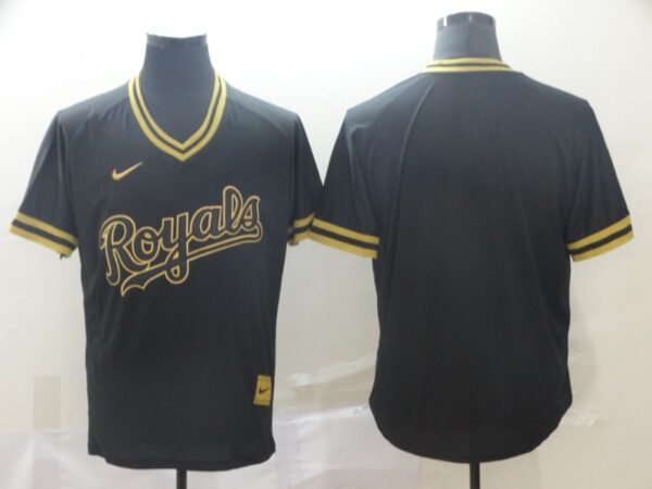 Dodgers Blank Black Gold Nike Cooperstown Collection Legend V Neck Jersey