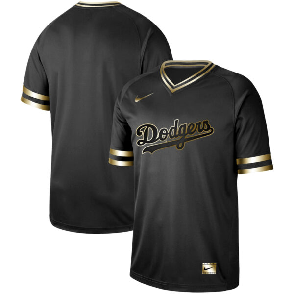 Dodgers Blank Black Gold Nike Cooperstown Collection Legend V Neck Jersey