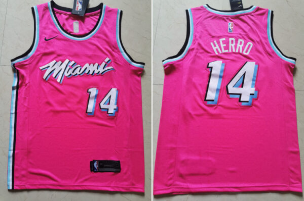 Heat 14 Tyler Herro Pink City Edition Nike Swingman Jersey