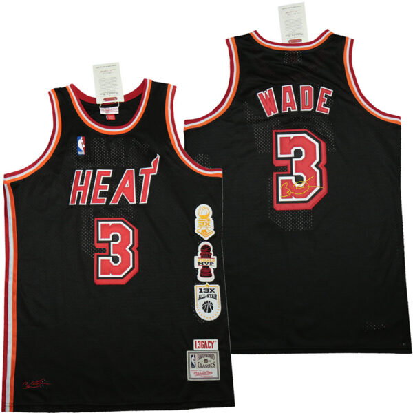 Heat 3 Dwyane Wade Black honor Throwback Jerseys