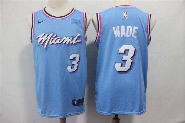 Heat 3 Dwyane Wade Light Blue Nike Swingman Jersey