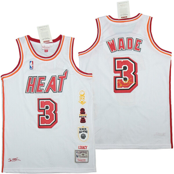 Heat 3 Dwyane Wade White honor Throwback Jerseys