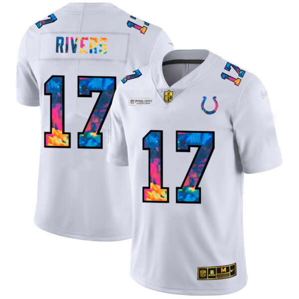 Indianapolis Colts #17 Philip Rivers Men's White Nike Multi-Color 2020 NFL Crucial Catch Limited NFL Jersey